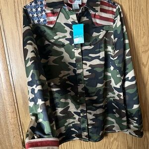 Ariat Women's Camouflage and American Flag Top